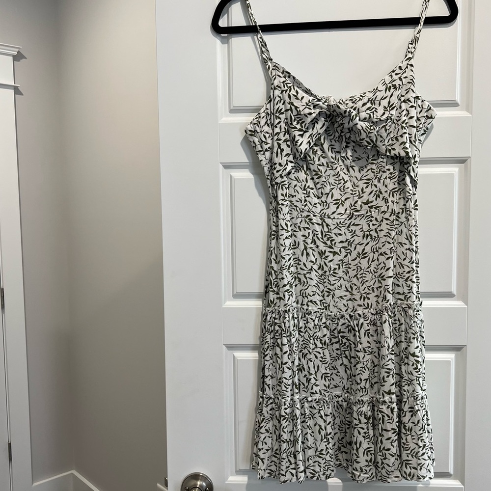 Green and white floral dress